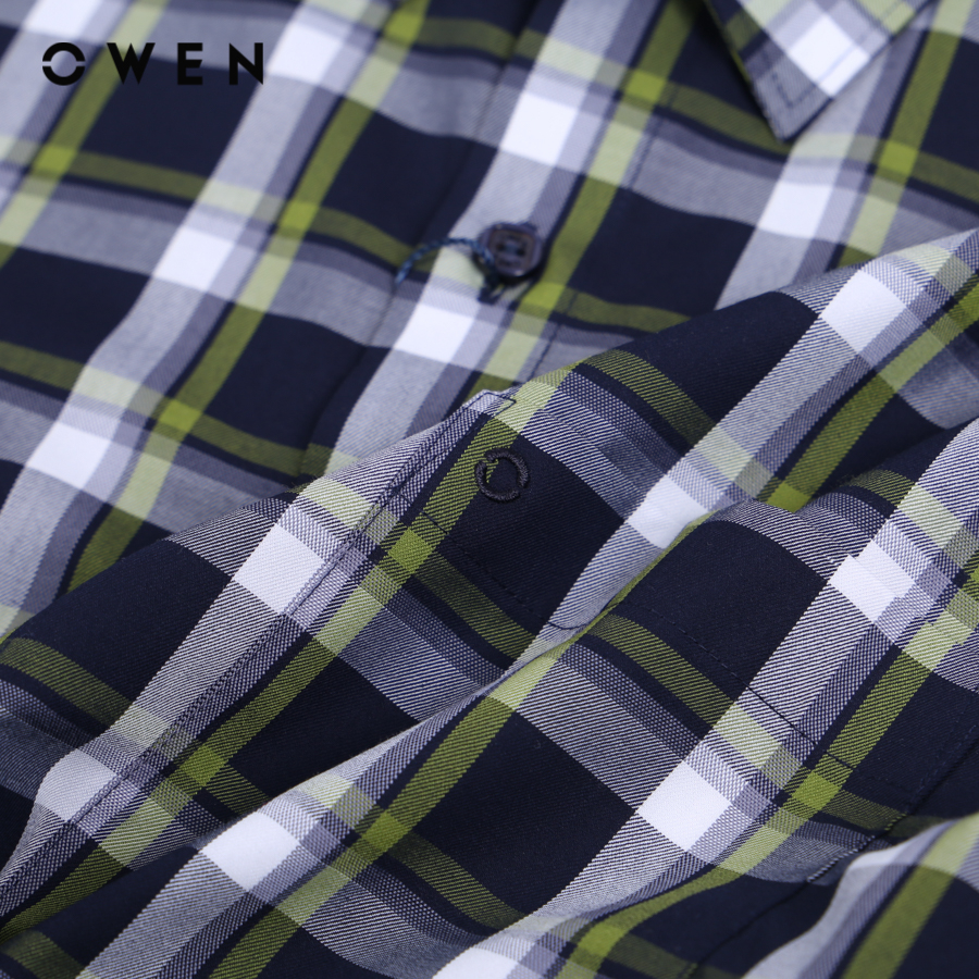 OWEN - Áo sơ mi ngắn tay Nam Owen dáng Body Fit màu Navy chất liệu Bamboo-Microfiber - BA23310NT