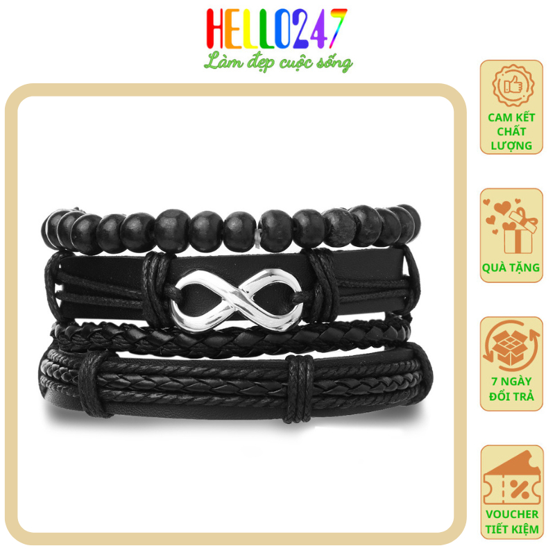 Vòng Tay Da Hishop Nhiều Lớp Phong Cách Vintage Cho Nam Mang Đến Phong Cách Năng Động Cá Tính VTHH3