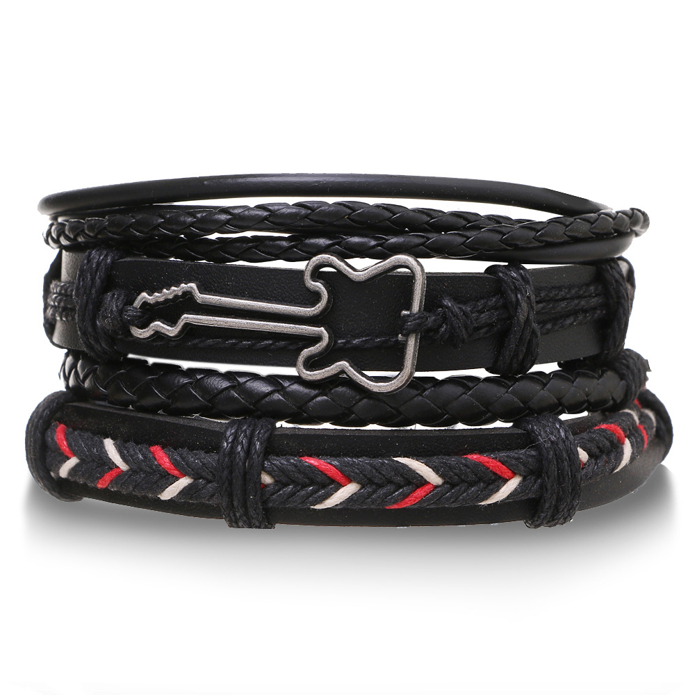 Vòng Tay Da Hishop Nhiều Lớp Phong Cách Vintage Cho Nam Mang Đến Phong Cách Năng Động Cá Tính VTHH3