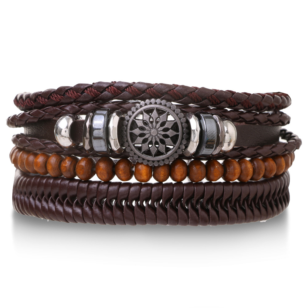 Vòng Tay Da Hishop Nhiều Lớp Phong Cách Vintage Cho Nam Mang Đến Phong Cách Năng Động Cá Tính VTHH3