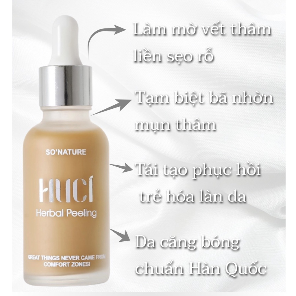Tinh Chất HUCI Herbel Peeling Xóa Sẹo Rỗ Nâu Năm, Mụn Thâm, Chân Nám Tàn Nhang, Se Khít Lỗ Chân Lông 30ml