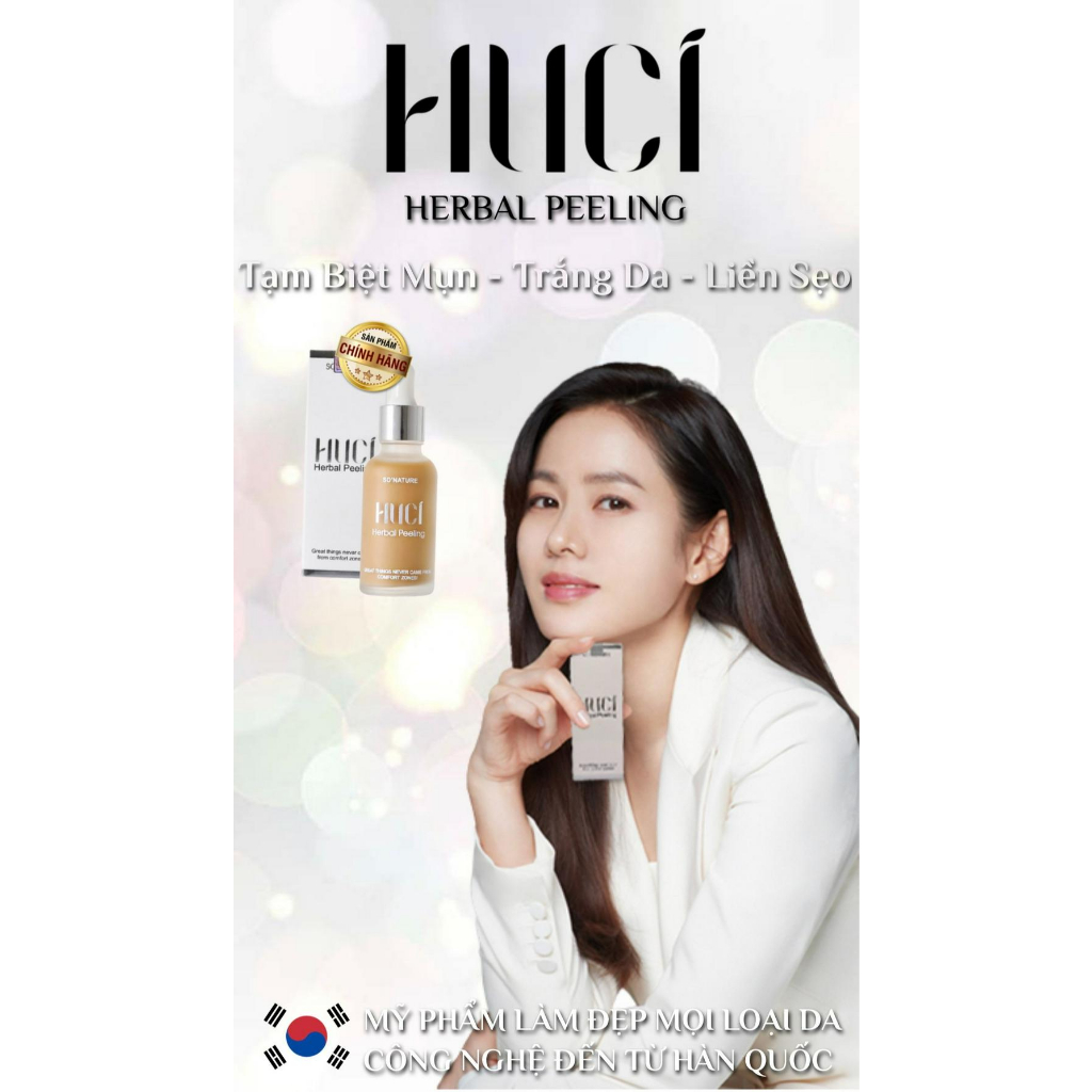 Tinh Chất HUCI Herbel Peeling Xóa Sẹo Rỗ Nâu Năm, Mụn Thâm, Chân Nám Tàn Nhang, Se Khít Lỗ Chân Lông 30ml