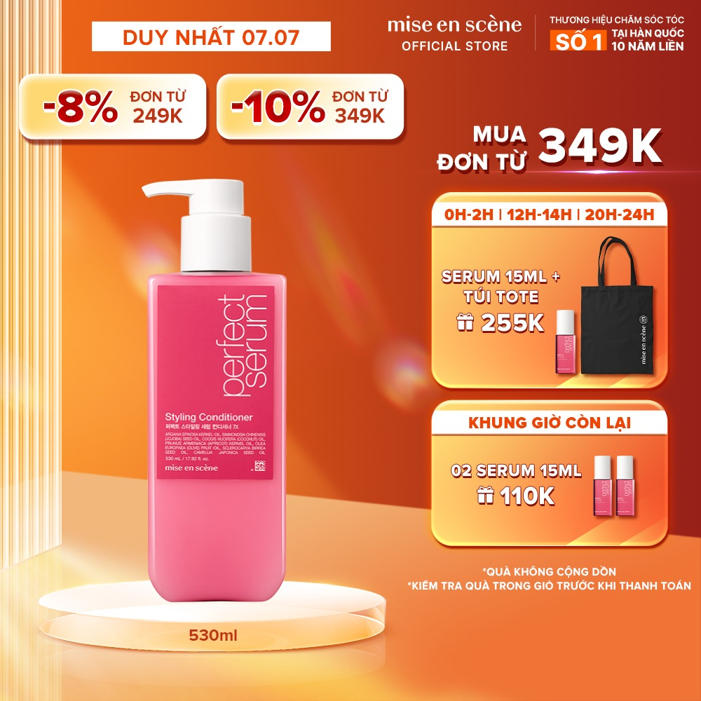 Dầu xả mise en scene Perfect Serum Styling Conditioner 530ml dưỡng tóc dành cho tóc uốn