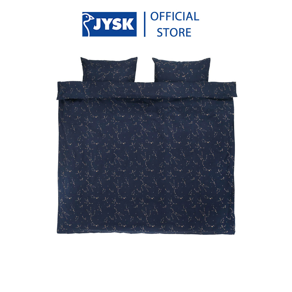 Bộ vỏ chăn gối đôi | cotton | JYSK Siri | xanh biển | R200xD220cm