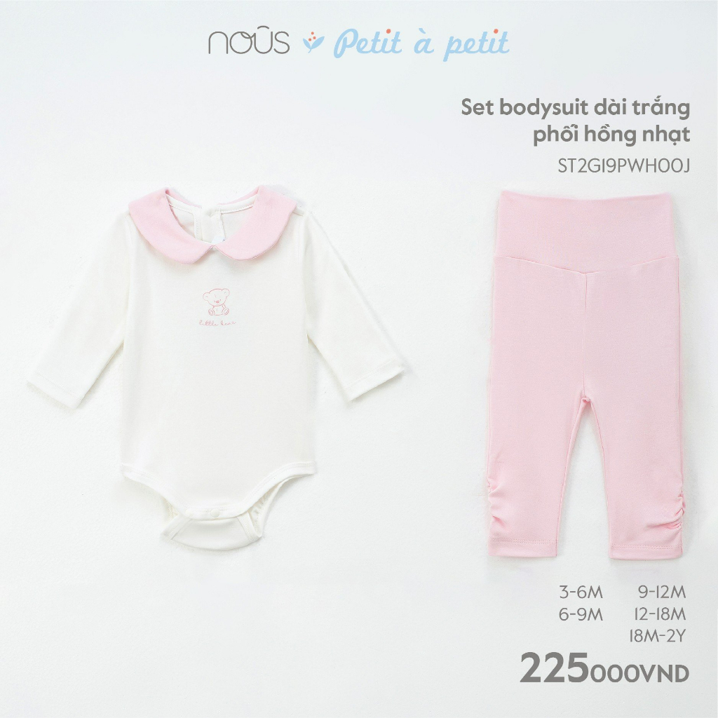 Bộ quần áo liền thân Nous bodysuit phối nhiều màu chất liệu kháng khuẩn dành cho bé 0-3 tháng đến 18-24 tháng