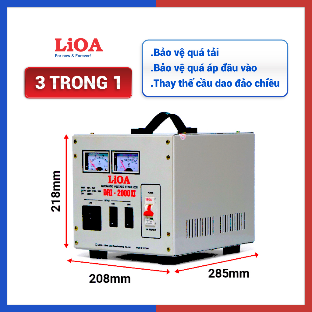Ổn áp 1 pha LiOA 2000VA dải điện 90v-250v DRI-2000II
