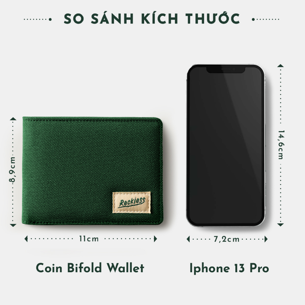 Ví Gập Đôi Tiền Xu Reckless - Coin Bifold - Vải Polyester Canvas Kháng Nước