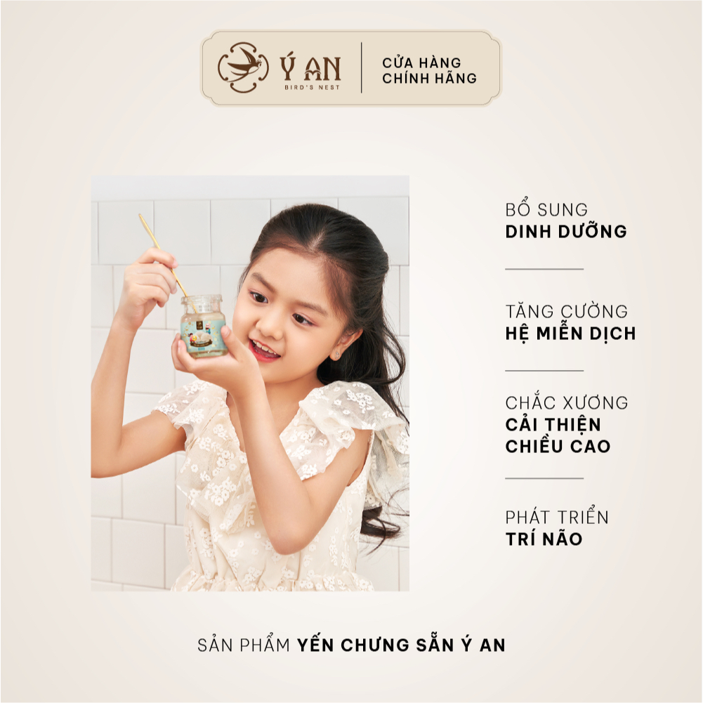 Yến chưng sẵn cho bé KID hương dâu, cam, vani Ý An tốt cho sức khoẻ hũ 70ml