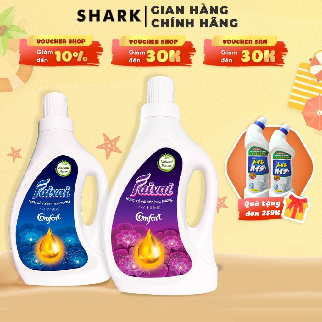 Nước Xả Vải Faixai Hương Comfort Shark Dưỡng Thơm Làm Mềm Vải Lưu Hương Nước Hoa Bảo Vệ Sợi Vải Loại Bỏ Bột Giặt Thừa 2L