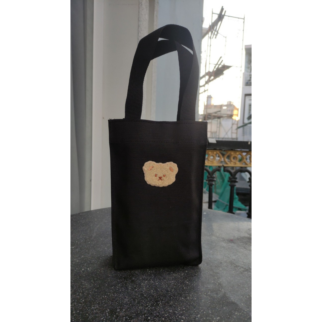 Túi nút hít đựng bình giữ nhiệt hình gấu dễ thương - cao 25cm x ngang 15cm x rộng 6cm