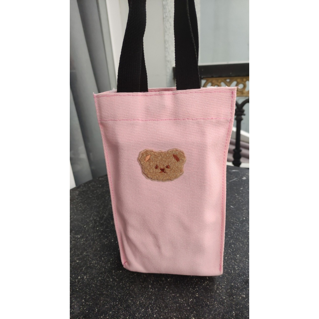 Túi nút hít đựng bình giữ nhiệt hình gấu dễ thương - cao 25cm x ngang 15cm x rộng 6cm