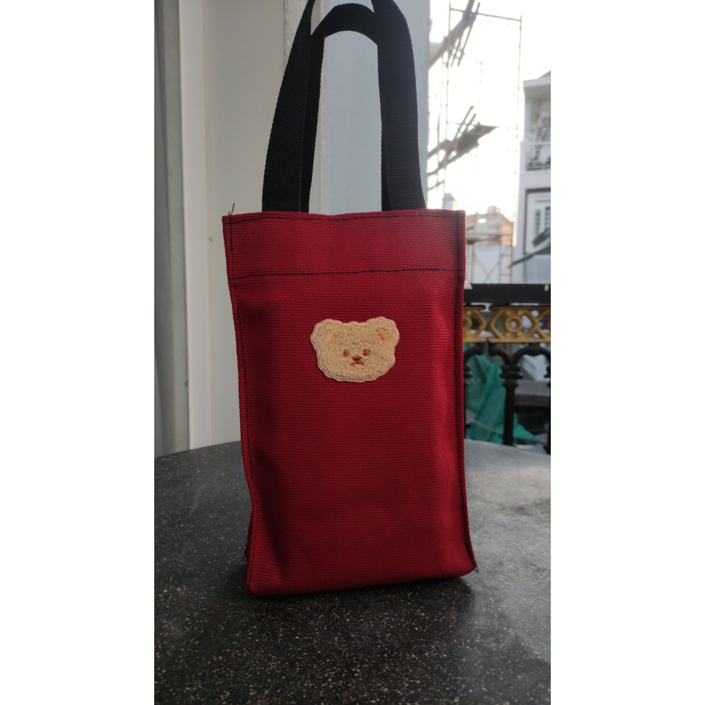 Túi nút hít đựng bình giữ nhiệt hình gấu dễ thương - cao 25cm x ngang 15cm x rộng 6cm