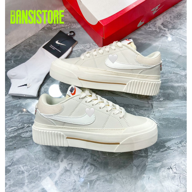 Giày Sneaker Nai Court Legacy Kem Đế Cao+ tặng kèm tất