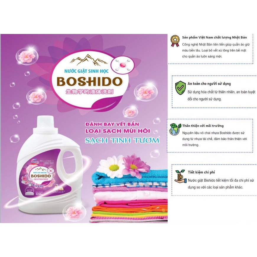 Nước Giặt sinh học Boshido Nhật Bản/ Giặt sạch sâu, lưu hương nước hoa