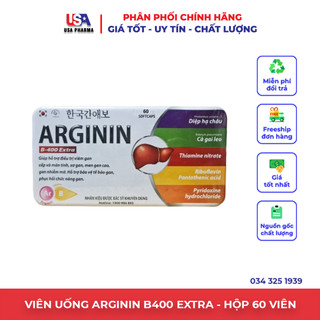 Bổ gan ARGININ B400 USA Giúp bổ gan, tăng cường chức năng gan - Hộp 60 viên