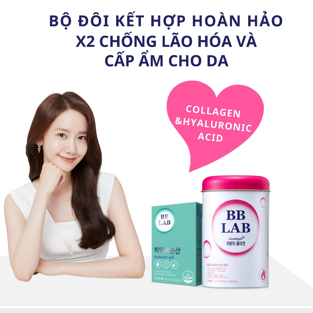 Combo BB Lab Low Molecular Collagen,Hyaluronic acid bổ Sung Collagen, Cấp Ẩm ,Da Sáng Mịn 30 Viên/Hộp