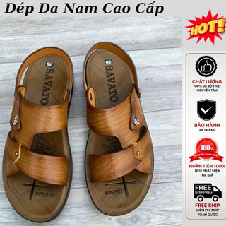 Dép da nam cao cấp da bò thật, dép nam trung niên dáng trẻ đẹp sang trọng