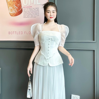 Set Đầm Thiết Kế MAY I14 Chất Liệu Ren phối Trượt Nhật - Set Đầm Dự Tiệc Thanh Lịch Chuẩn MAY