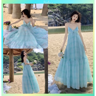 Đầm maxi họa tiết caro phong cách tiểu thử thời trang nữ hebe's X43