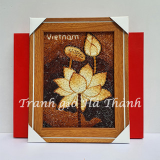 Tranh gạo để bàn hoa sen Hà Thành, quà lưu niệm Việt Nam