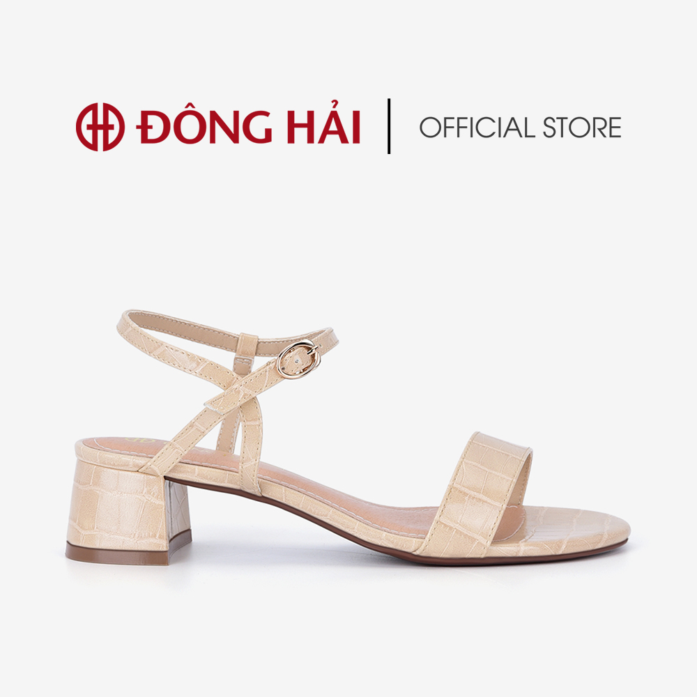 Giày Sandals Cao Gót Đông Hải Quai Ngang Dây Mảnh Gót Vuông Vân Da 5cm - S81O2