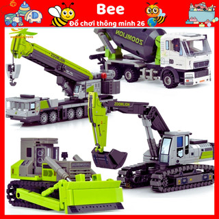 Lego công trình,đồ chơi trẻ em lắp ráp xe công trình dành cho bé;đồ chơi lắp ráp xe xây dựng