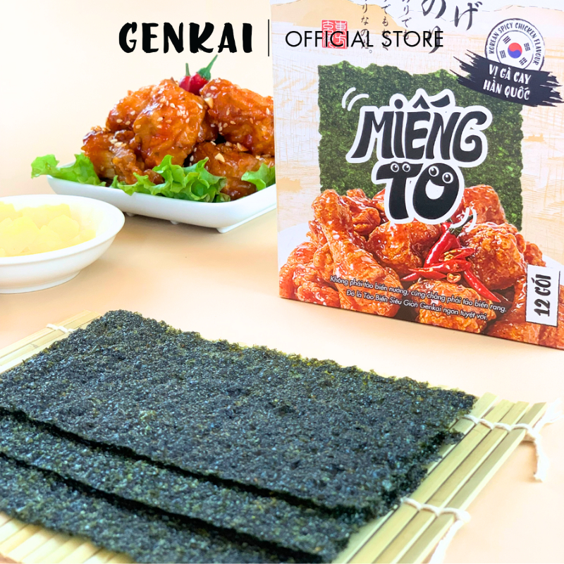 Snack Tảo Biển Siêu Giòn GENKAI Vị Gà Cay Hàn Quốc 42g (3.5g x 12 gói)