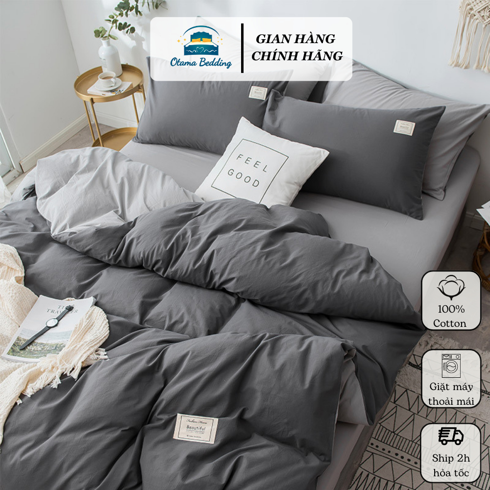 Bộ chăn ga gối 4 món Otama Bedding chất liệu cotton tici cao cấp thoáng mát mềm mịn, drap giường đủ kích thước bo chun