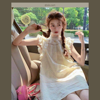 Đầm Babydoll Trắng Phối Ren Cánh Tiên