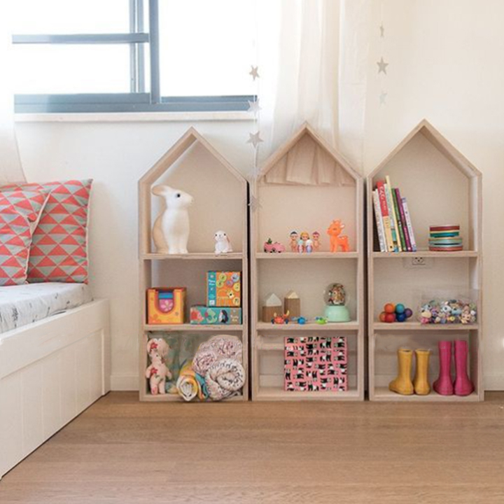 Kệ để đồ chơi cho bé, kệ trang trí phòng ngủ cho bé hình ngôi nhà bằng gỗ cao cấp