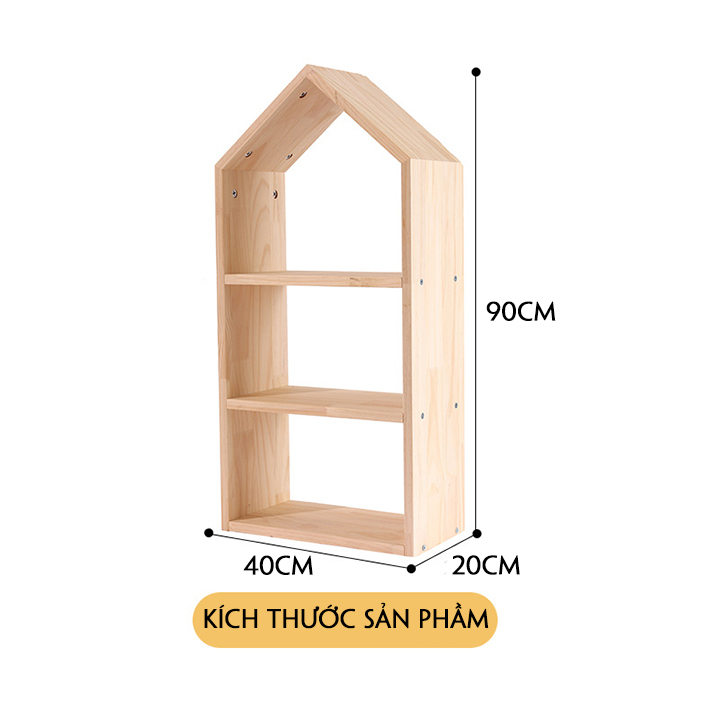 Kệ để đồ chơi cho bé, kệ trang trí phòng ngủ cho bé hình ngôi nhà bằng gỗ cao cấp