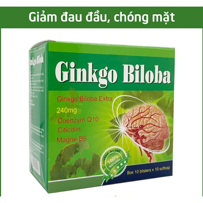 Hoạt huyết dưỡng não GINKGO BILOBA 240mg xanh nhạt , Ginkgo citicolin Coenzym Q10 bổ não ,giảm đau đầu