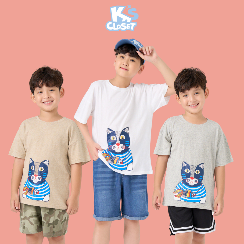 Áo phông cộc tay cho bé K'S CLOSET chất liệu cotton thoáng mát (2-14t) E003THS