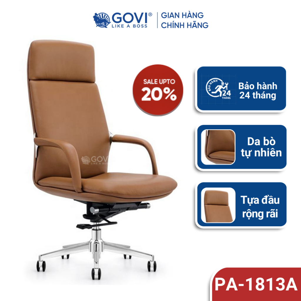 Ghế lãnh đạo GOVI Passo PA-1813A Da bò Italy nhập khẩu