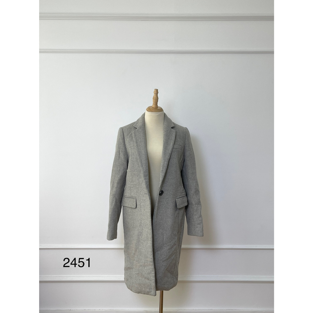 AK2451 Áo khoác dạ ZARA Hàng hiệu chính hãng thời trang nữ màu xám size M Secondhand thanh lý ký gửi