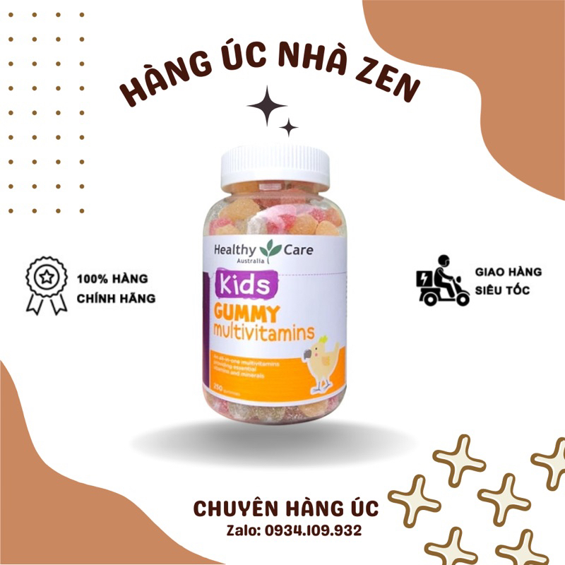 (AUTH) Kẹo Dẻo Gummy Multivitamin Healthy Care cho bé 250 viên