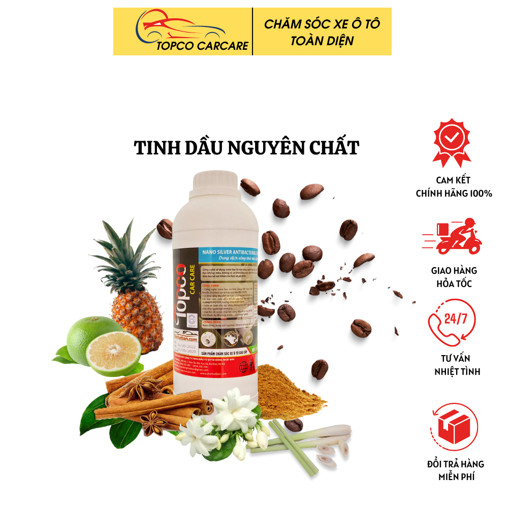 Tinh dầu xông khử mùi xe ô tô Cà phê, Bạc Hà, Chanh Sả...nguyên chất xông phòng,đuổi muỗi, thư giãn 1LÍT