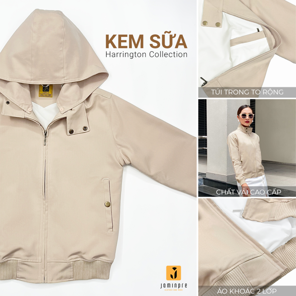 Jamin Premium - Áo Khoác Cao Cấp Có nón, áo khoác cặp, chất kaki thun không xổ lông 2 Lớp,chống nắng, chống tia UV JBH12