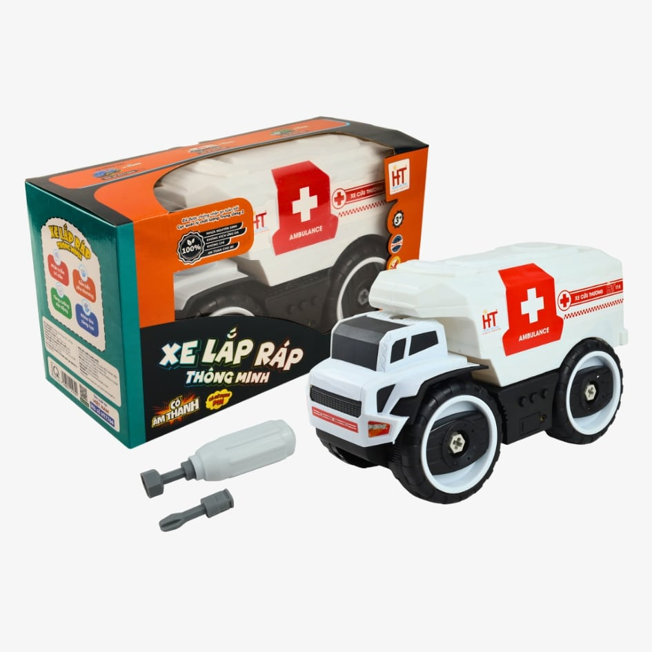 Đồ Chơi Xe Cảnh Sát, Cứu Thương Lắp Ráp Thông Minh Có Âm Thanh Vui Nhộn Hàng Việt Nam