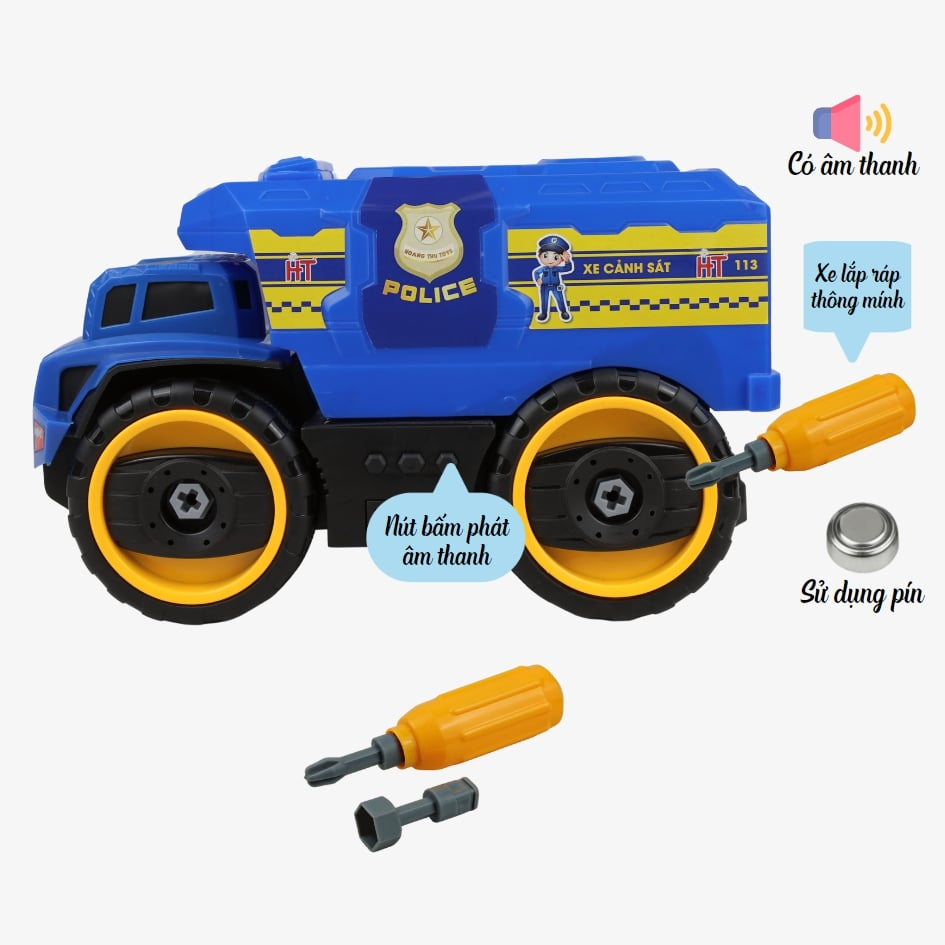 Đồ Chơi Xe Cảnh Sát, Cứu Thương Lắp Ráp Thông Minh Có Âm Thanh Vui Nhộn Hàng Việt Nam