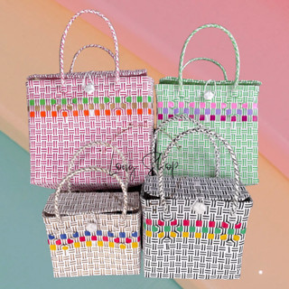 Giỏ nhựa đan tay - Giỏ nắp - Làn nhựa nắp