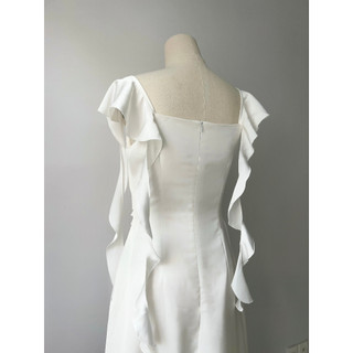 Maide Đầm Lụa Cổ đổ xếp li eo Lena Dress ( TRẮNG)