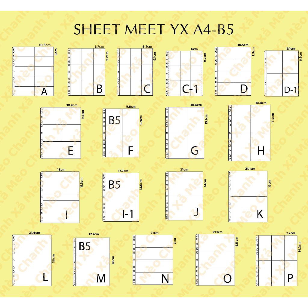 SHEET MEET YX A4-B5 (1 MẶT) ĐỰNG CARD, MINI PTC, POLA, POSTCARD, TICKET, STRIP, BOOKMARK,...
