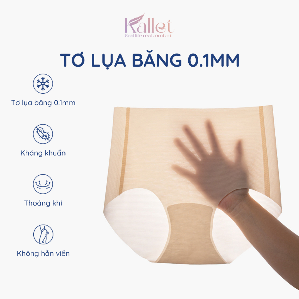 Quần lót nữ quần lót tàng hình tơ lụa băng 0.1mm cạp cao QL28 Kallet