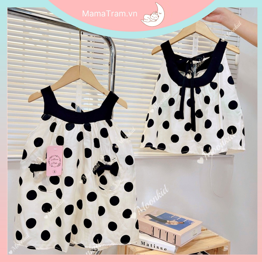 Váy Tiểu Thư Hở Lưng Cho Bé Gái - Đầm Babydoll Cột Nơ Cho Bé Gái Từ 8 Đến 20 Kg