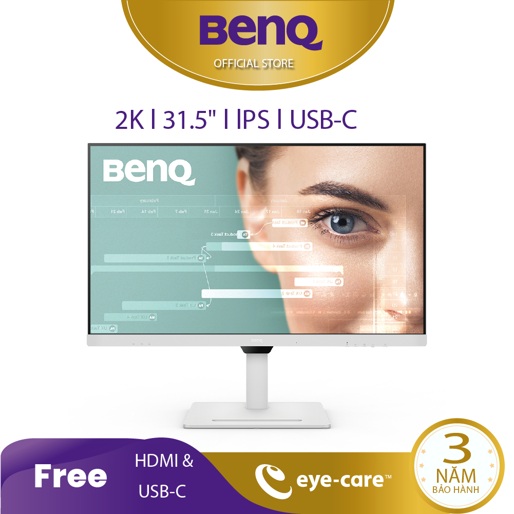 Màn hình máy tính BenQ GW3290QT bảo vệ mắt công thái học 31.5 inch 2K QHD USB-C phù hợp làm việc văn phòng và giải trí