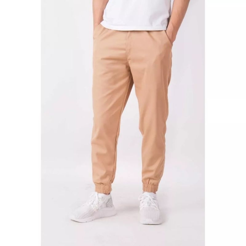 Quần jogger kaki nam nữ VETTINO trơn, bo chun gấu size M