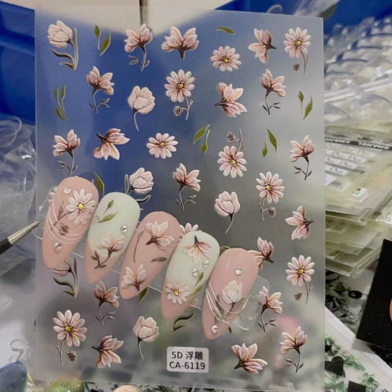 Sticker dán móng 5D cao cấp - Sticker gấu dâu