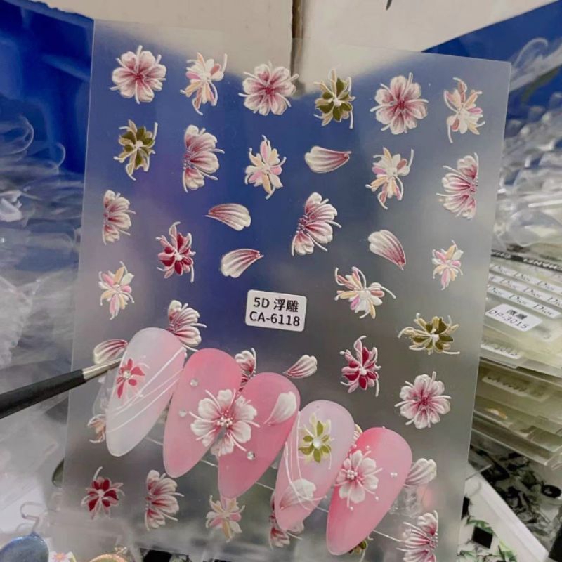 Sticker dán móng 5D cao cấp - Sticker gấu dâu