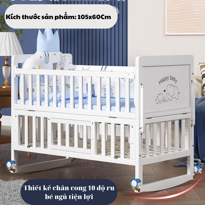 Cũi Em Bé Kích Thước 105x60cm  Chức Năng 6in1- Kiwi.baby.shop